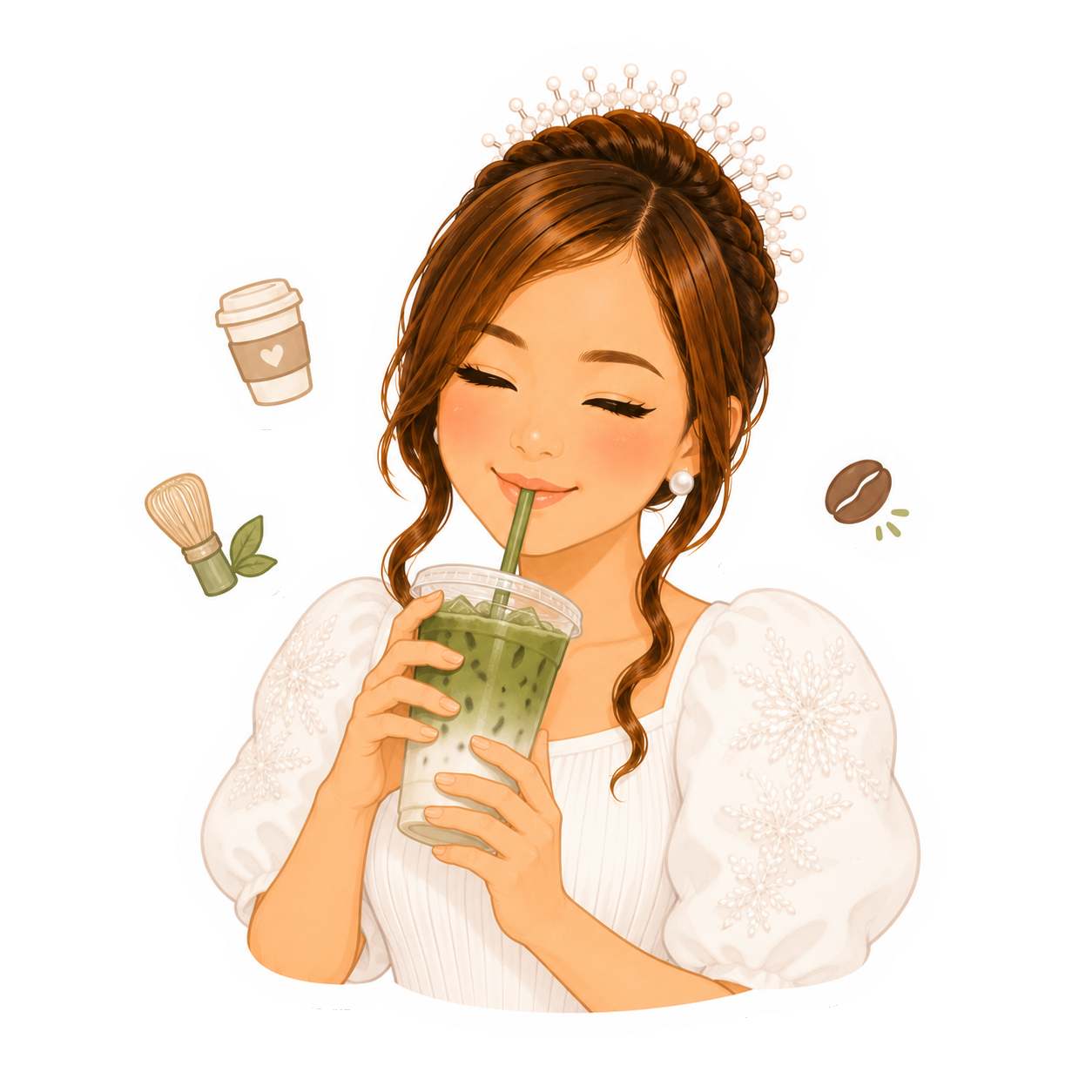 Iced matcha illustration